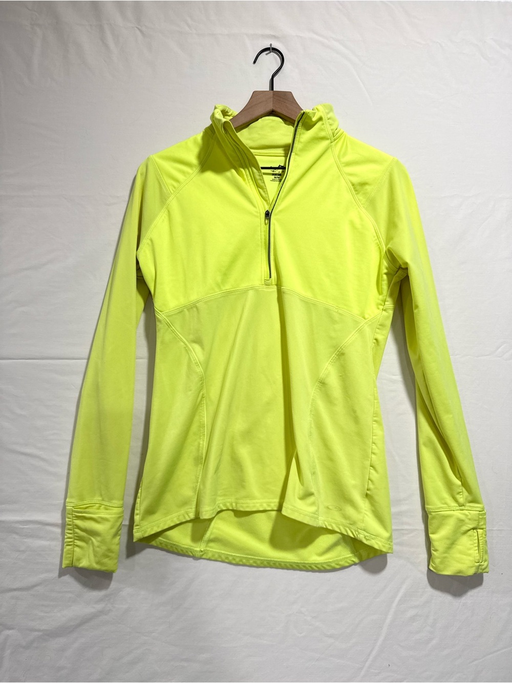 Active Neon Yellow Half Zip Running Pullover Thumbholes M
